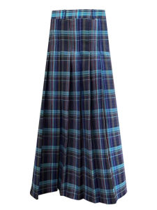 Bean Soup/Bean Soup Fancy Blue Plaid Skirt Womens Autumn Slimming Draping Effect Pleated Dress