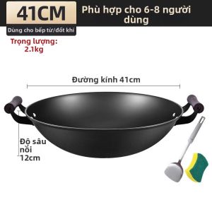 Chảo Gang Đáy Tròn Không Dính với Hai Tay Cầm