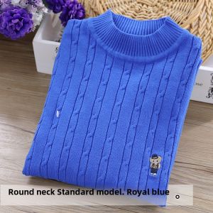 Thickened Fleece Childrens Knitted Cotton Sweater High Collar Overhead Style for Boys And Girls Baby Warm White Base Layer