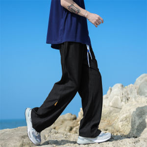 American Style Casual Pants Mens Spring Autumn Pure Color Straight Leg Long Sports Breathable Versatile High Street Trendy Brand