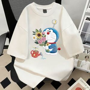 FLICBS | Doraemon Print Loose Round Neck Cotton T-Shirt
