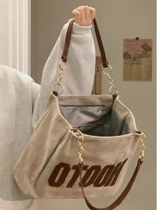 Large Capacity Frosted Letter Womens Shoulder Bag Fashionable Commuting Tote Bag under the Wine Talk DrinKing New 2025