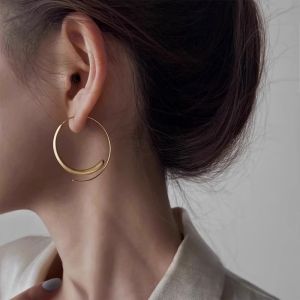 Elegant Frosted Gold Hoops Fashionable Exaggerated Design Unique Personality Earrings New 2025 Alloy/Plated Silver/Plated Gold Jewelry