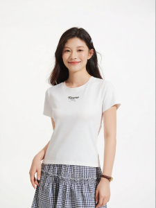 Hotwind | New 2026 Womens Bow-decorated Short-sleeve White T-shirt