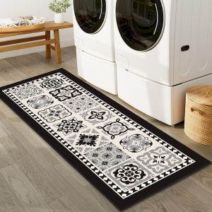 VIKAMA Moroccan Ceramic Tile Floor Mat Bohemian Quick Drying Carpet Anti slip Water Absorbing Bathroom Kitchen Home Decoration