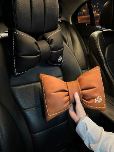 Car Neck Pillow Headrest Set for Women Butterfly Knot Seat Back Support Auto Vehicle Summer Indoor Pillow Elegant Simple Style
