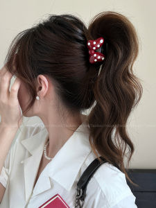 Retro Polka Dot Butterfly Knot High Ponytail Small Claw Clip Womens New Style Elegance Hair Clip Shark Clip Hair Accessories