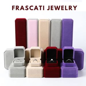 Frascati Velvet Ring Earring Bracelet Necklace Boxes for Jewelry Gift Classic Jewelry Box Storage Case Organizer Holder for Wedding Engagement Birthday and Anniversary(Only Box)