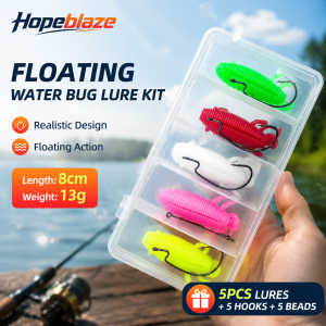 5pcs Floating Soft Frog Lure TPR Weedless Surface Fishing Baits With Offset Hooks For Snakehead Pike Bass Freshwater Angling