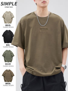 เสื้อยืดคอกลมแขนสั้นผ้าฝ้ายแท้ WOODSOON ทรงหลวมๆ สไตล์ลำลองสำหรับผู้ชาย ฤดูร้อน 2023 เสื้อผ้าทำงานลำลอง