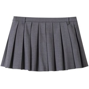 SOLWEIGE | กระโปรงสั้นทรงเอผ้าชิ้นเดียวสีเทาลายดอกไม้สไตล์ฝรั่งเศสสำหรับผู้หญิง สวมใส่สบาย ระบายอากาศได้ดี ทรงเอ ทรงเอ