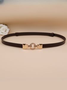 TIYANG | Dây Nịt Da Thật Nữ Mỏng Khóa Vàng Trang Trí Accentuating