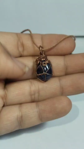 B31จี้ทองแดงดัดลายพลอยแซฟไฟร์แท้