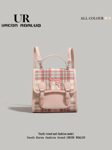 UR Plaid Pattern Double Shoulder Bag Casual Commuter Backpack Versatile Single Shoulder Bag for Women New 2025 Style