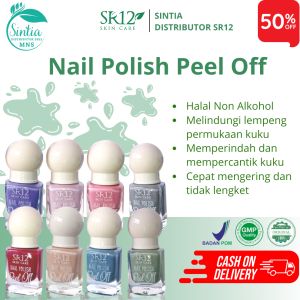 SR12 Nail Polish Peel Off Kutek Cat Kuku Tahan Lama Pil Off Halal Muslimah Bisa di Kupas 8 Warna 6ml