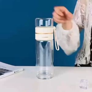 350ML B1511 DOUBLE LAYER GLASS TEACUP WITH FILTER 双层玻璃瓶