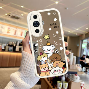 เคสโทรศัพท์ซิลิโคนน่ารักสำหรับ Huawei Nova14 Nova13Pro Nova8 10/11 12 Ultra 9z แบบครอบเต็ม มีกระจกสำหรับแต่งหน้า ลายสุนัข สำหรับผู้หญิง