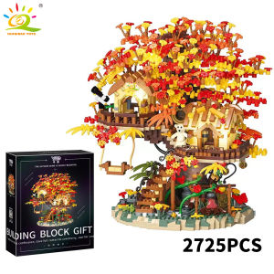 HUIQIBAO MOC Autumn Treehouse Architecture Style Castle House Micro Building Block Brick for Kid Gift Children Construction Toys