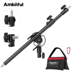 Ambitful LS-12/13/15 108/157/238cm Metal Photography Boom ArmLength Adjustable 1/4"&3/8" Screw Interface with Sandbag Max 5kg