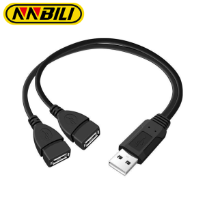 NNBILI USB 2.0 Splitter Y Cable 1 Male to 2 Female Extension Cord Power Adapter Converter for PC Car Data Transmission Charging