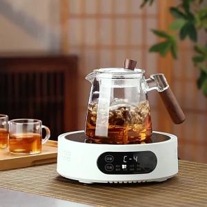 Ấm Trà Thủy Tinh 600ml Chịu Nhiệt Có Bộ Lọc Trà Tháo Rời Tay Cầm Gỗ Dùng Cho Trà Hoa Và Trà Lá Rời