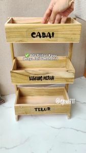 Rak Bawang 3 Susun Minimalis / Tempat Bawang Susun Kayu Jati / Rak Bumbu Dapur Aesthetic