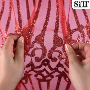 ผ้าลูกไม้กากเพชร [ลายเส้น] ผ้าสไบกากเพชร ผ้ากากเพชร ผ้าลายกากเพชร ผ้าลูกไม้ ผ้าห่มพระ ผ้าชุดไทย ผ้าสไบ ผ้าเมตร ผ้าหลา