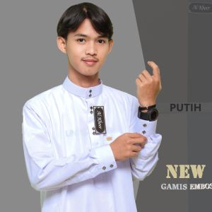 gamis embos sultan gamis bahan embos kancing jepret tangan manset warna putih jubah pria dewasa
