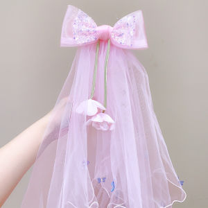 Mũ Đeo Đầu Voan Hoa Nơ Công Chúa