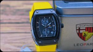 Jam tangan Wanita Leopard 8056 tali rubber /karet tanggal aktif chrono off analog original