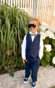 lontakids 5 Piece Boys Vest and Pants Set Kids Wedding Birthday Party Slim Fit Dress Clothes Formal Suit for Boys Ring Bearer Outfit