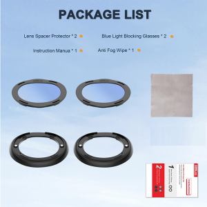 DEVASO | Blue Light Blocking Glasses for Meta Quest 3 with Anti Fog Wipe Lens Protector Kit for Oculus Quest 3VR Glasses Spacer