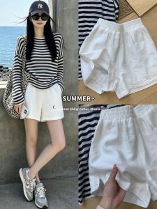 V.C.I | White Loose High Waisted Flashy Cotton Shorts Summer 2026 New