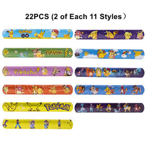 Takara Tomy | 2 Sets 22 Pcs Total Pokemon Pikachu Clapping Bracelets Cartoon Slap Wristbands for Kids Anime Party Favors