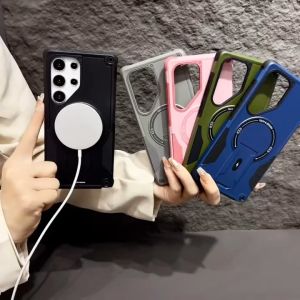Holder Stand Magsafe Phone Case For Samsung S24 S25 Ultra A55 A56 5G A54 5G A36 A16 A06 A05 A05S S25Ultra Case Magnetic Wireless Charging Armor Shockproof Hard Back Cover