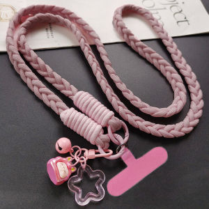 Splicing Long Rope Dopamine Mobile Phone Lanyard Card Crossbody Hanging Rope Cute Cartoon Pendant Phone Lanyards Chain
