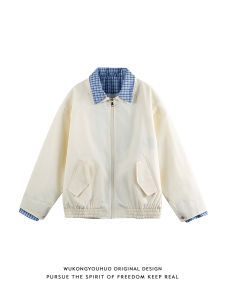 WUKONGYOUHUO | American Retro Check Color Block Fake Two-Piece Jacket