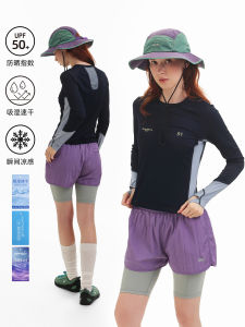 DSU Womens round Neck Long Sleeve T-Shirt Moisture Wicking Quick Dry Cool Feeling Splice Color Sport Top Summer New Arrival Sun Protection