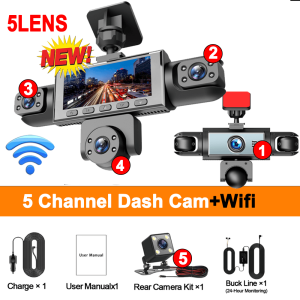 3/5Camera Dash Cam WIFI 360° Rotatable Car Camera 1080P High quality Video Recorder Car DVR Front Left Right Rear View Camera