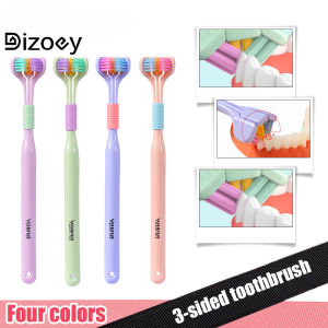 2pcs 3D Stereo Three-Sided Toothbrush PBT Ultra Fine Soft Hair Adult Kids Toothbrushes Tongue Scraper Deep Cleaning Oral Care Tool