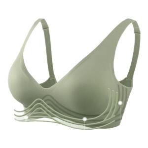 Miiow | Wireless Seamless Womens Bra Soft Support Thin Cup Gathered Anti-Sagging No Steel Ring Underwear Nylon Fabric V-Neck Full Cup