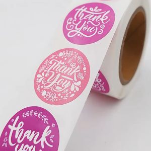 COD Sticker Thank You 500 pcs/stiker terima kasih Warna Self Adhesive Seal Label Roll Sticker thank you besar