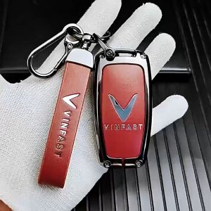Ốp Chìa Khóa Xe Điện Vinfast VF5 Chất Liệu Hợp Kim Mặt Da Bò Bảo Vệ Ốp Khoá