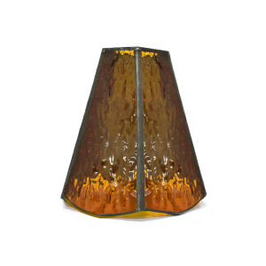 Handmade Vintage Glass Camping Lampshade Water Ripple Ice Blue/Amber Color Hexagonal Diamond Design Suitable for Models Such as 38/Goal Zero (Lighting Fixtures Not Included)