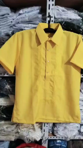 Formal/ Office Uniform/ Canary Yellow Short Sleeve Barong