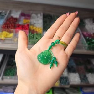 Q44 Móc treo di lặc Ngọc Agate Xanh thiên nhiên tết handmade cho Mộc và Hoả - Phong Thuỷ TUDO P