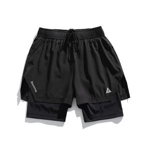 LAZY DAY Outdoor Sports Shorts Mens Cooling Quick Dry Two-In-One Running Training Pants Breathable Polyester Spandex Blend