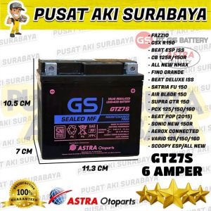 GS ASTRA GTZ7S AKI KERING MOTOR HONDA SCOOPY NMAX 155 CBR GTZ6V MTZ6S GTZ7S ACCU DI JAMIN BERGARANSI