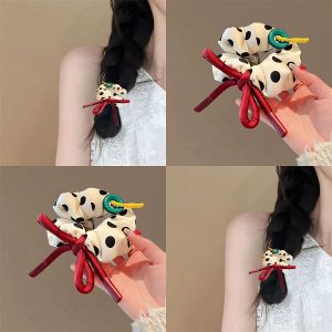 Laid-back Style Satin Polka Dot Red Bowknot Hair Ties Large Elastic Band Magic Girl Lazy Style Hair Accessories