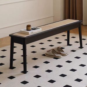 MU FENG ZHI NAN | Luxury High-end Wooden Wicker Long Bench